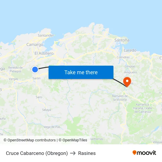 Cruce Cabarceno (Obregon) to Rasines map