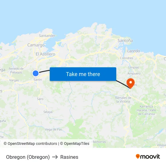 Obregon (Obregon) to Rasines map