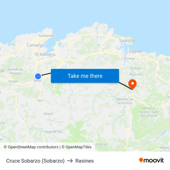 Cruce Sobarzo (Sobarzo) to Rasines map