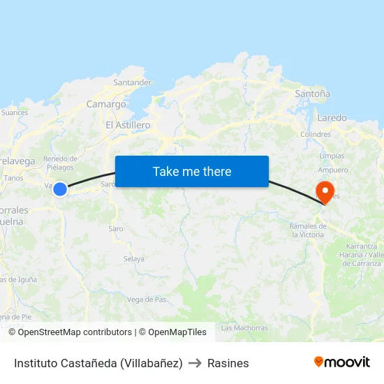 Instituto Castañeda (Villabañez) to Rasines map