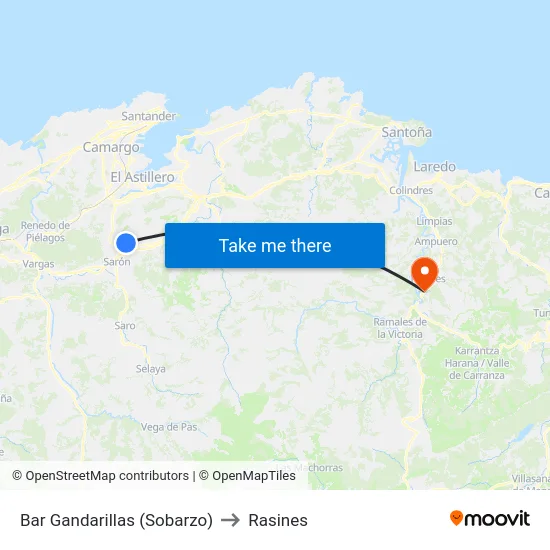 Bar Gandarillas (Sobarzo) to Rasines map