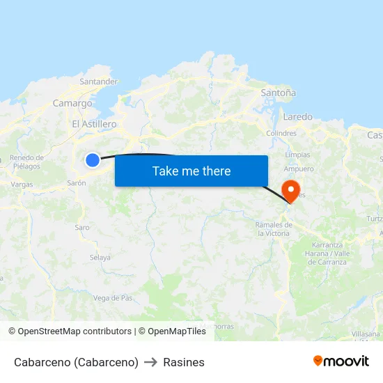 Cabarceno (Cabarceno) to Rasines map