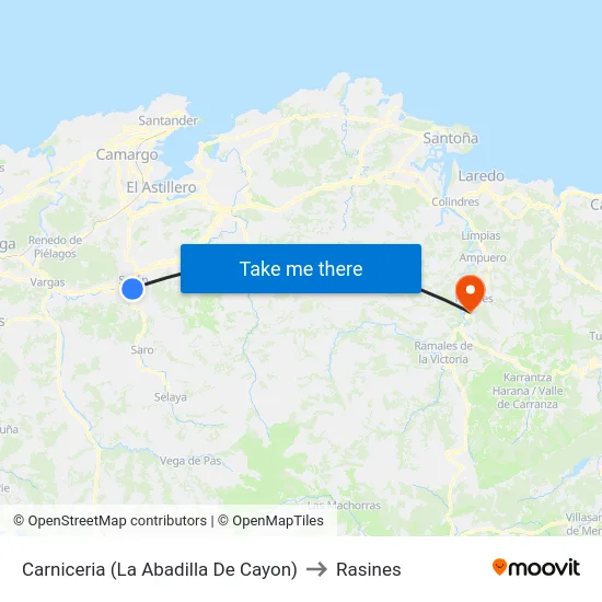 Carniceria (La Abadilla De Cayon) to Rasines map