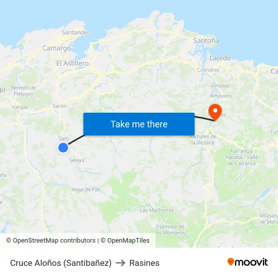 Cruce Aloños (Santibañez) to Rasines map