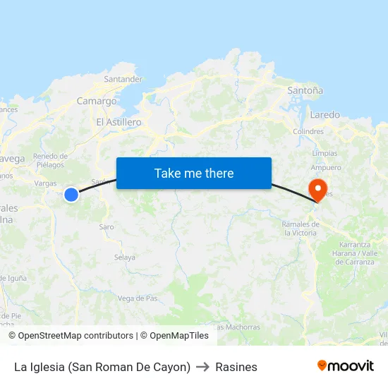 La Iglesia (San Roman De Cayon) to Rasines map