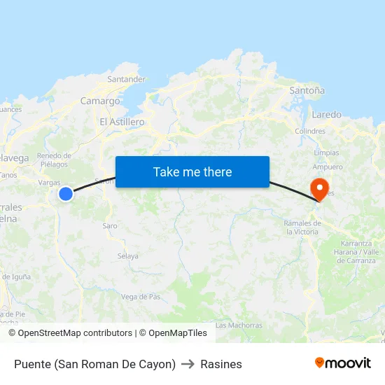 Puente (San Roman De Cayon) to Rasines map