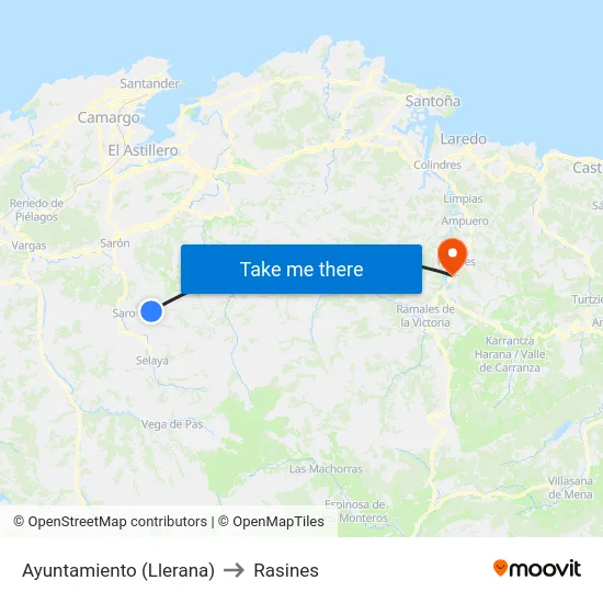 Ayuntamiento (Llerana) to Rasines map
