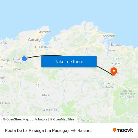 Recta De La Pasiega (La Pasiega) to Rasines map