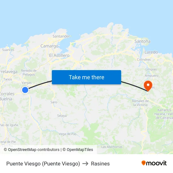 Puente Viesgo (Puente Viesgo) to Rasines map