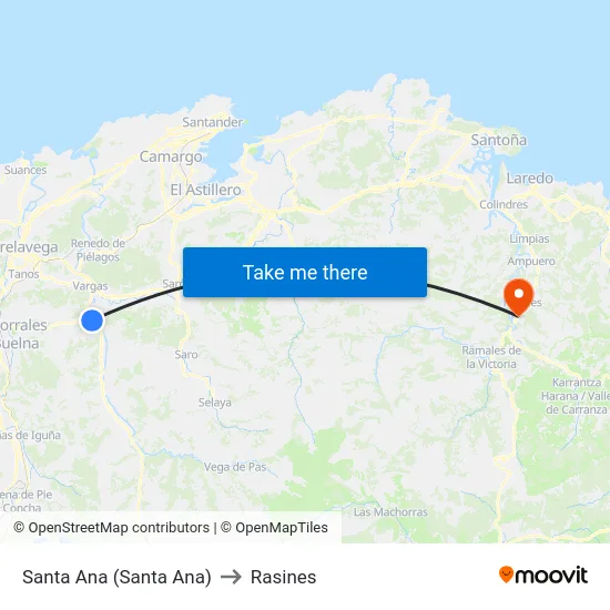 Santa Ana (Santa Ana) to Rasines map