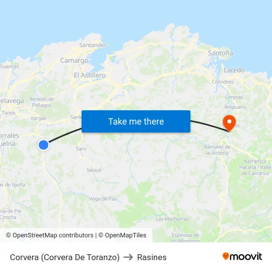 Corvera (Corvera De Toranzo) to Rasines map