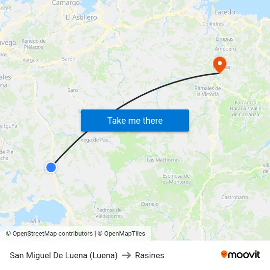 San Miguel De Luena (Luena) to Rasines map
