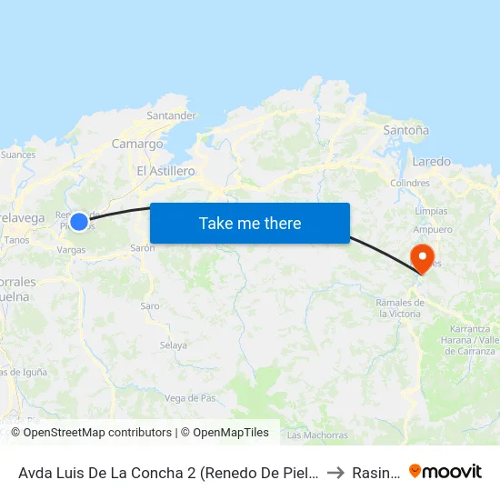 Avda Luis De La Concha 2 (Renedo De Pielagos) to Rasines map