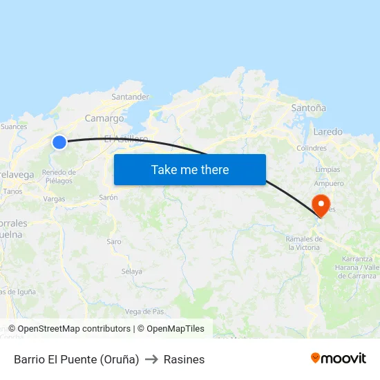 Barrio El Puente (Oruña) to Rasines map