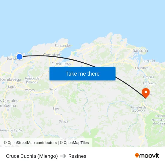 Cruce Cuchia (Miengo) to Rasines map