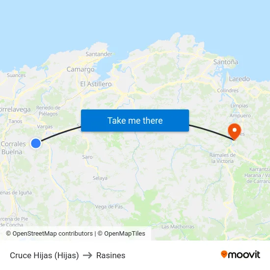 Cruce Hijas (Hijas) to Rasines map