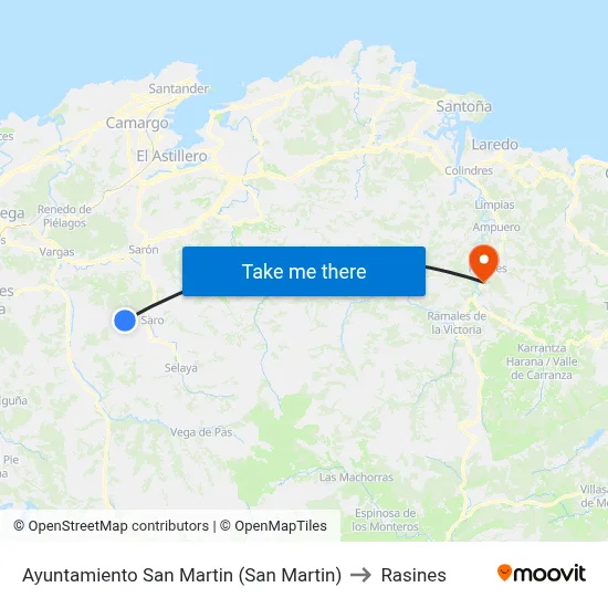 Ayuntamiento San Martin (San Martin) to Rasines map