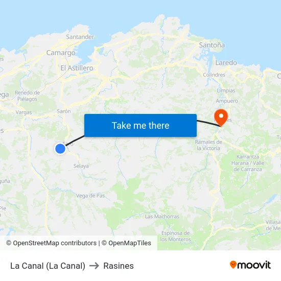La Canal (La Canal) to Rasines map