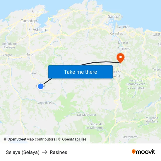 Selaya (Selaya) to Rasines map