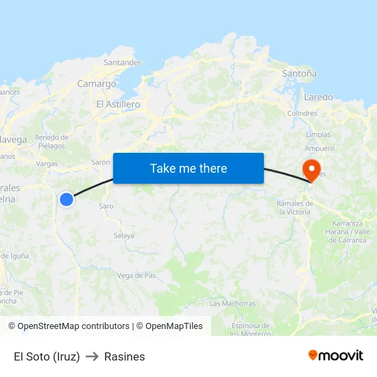 El Soto (Iruz) to Rasines map