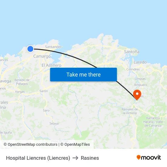 Hospital Liencres (Liencres) to Rasines map