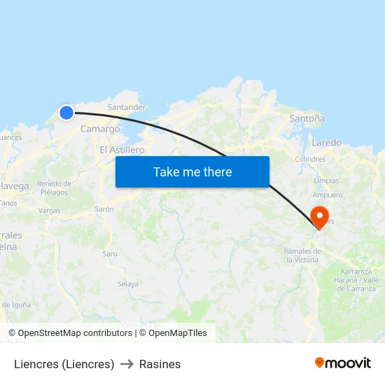 Liencres (Liencres) to Rasines map