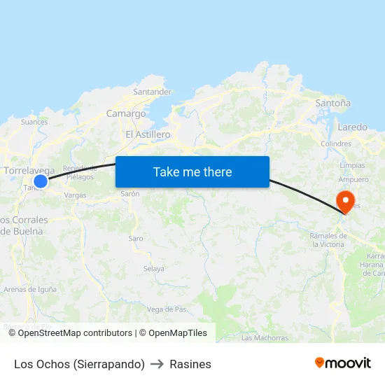 Los Ochos (Sierrapando) to Rasines map