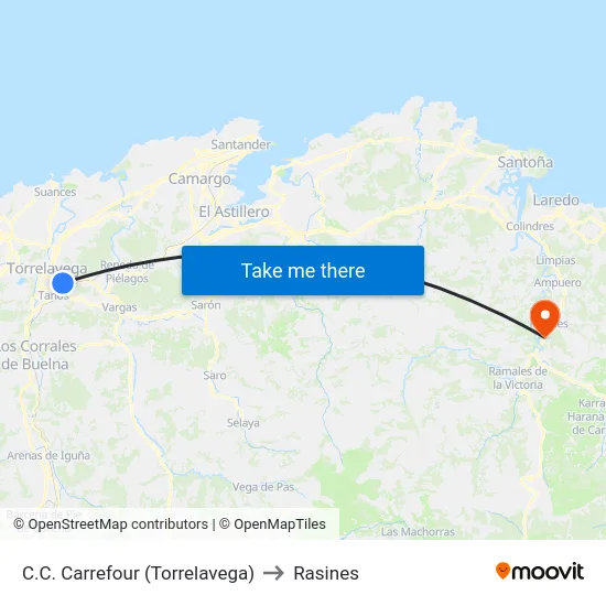 C.C. Carrefour (Torrelavega) to Rasines map