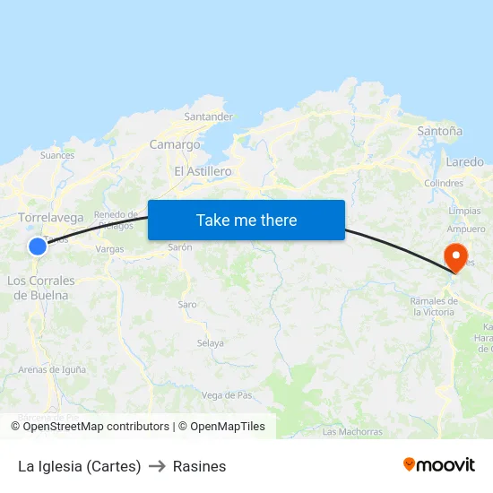 La Iglesia (Cartes) to Rasines map