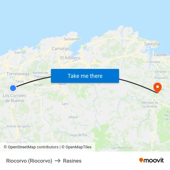 Riocorvo (Riocorvo) to Rasines map