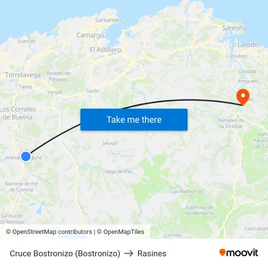 Cruce Bostronizo (Bostronizo) to Rasines map