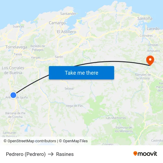 Pedrero (Pedrero) to Rasines map