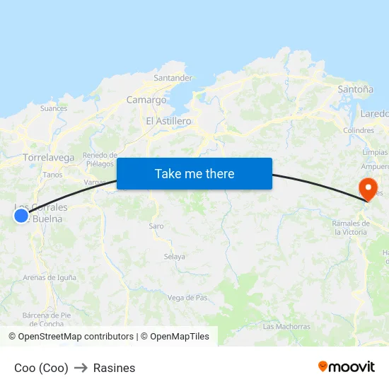 Coo (Coo) to Rasines map