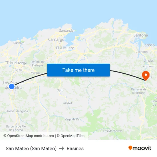 San Mateo (San Mateo) to Rasines map