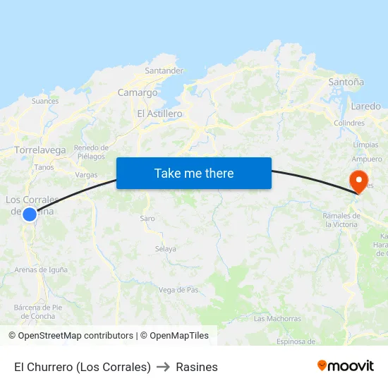 El Churrero (Los Corrales) to Rasines map