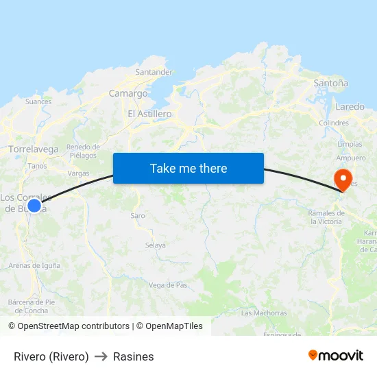 Rivero (Rivero) to Rasines map