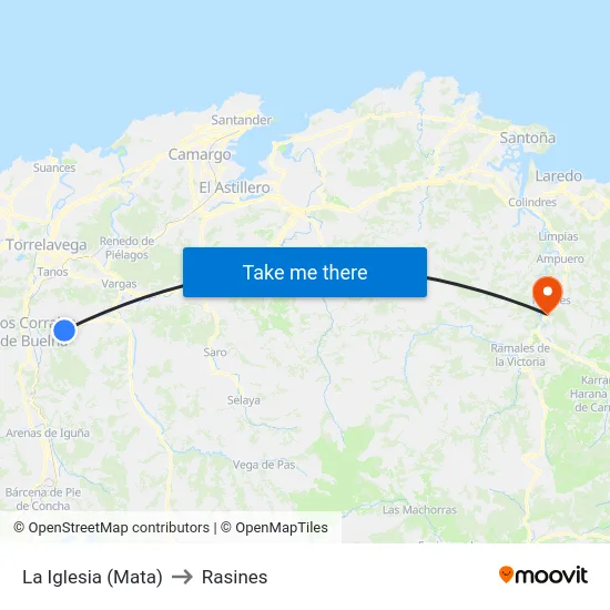 La Iglesia (Mata) to Rasines map