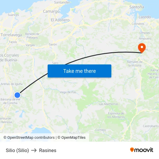 Silio (Silio) to Rasines map