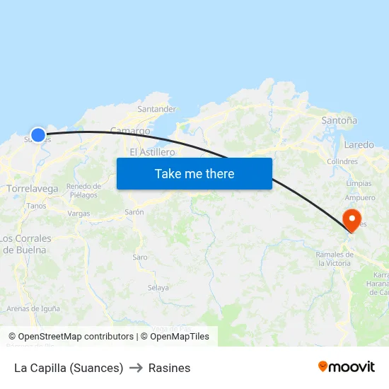 La Capilla (Suances) to Rasines map