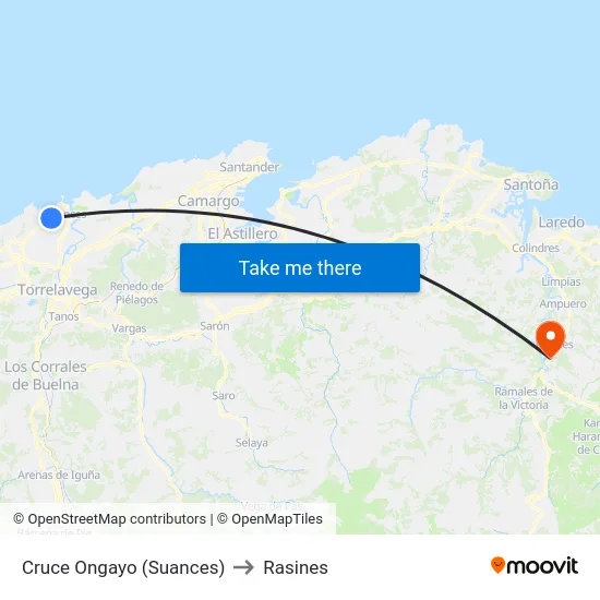 Cruce Ongayo (Suances) to Rasines map