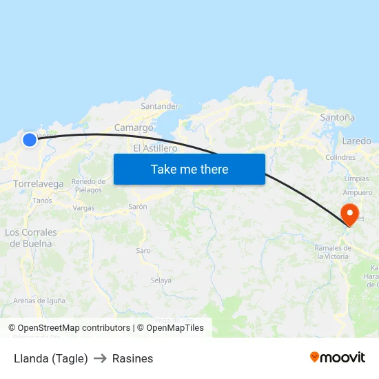 Llanda (Tagle) to Rasines map