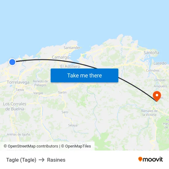 Tagle (Tagle) to Rasines map