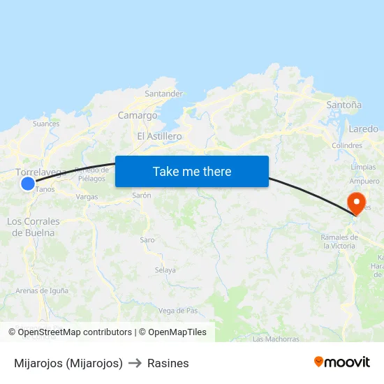 Mijarojos (Mijarojos) to Rasines map