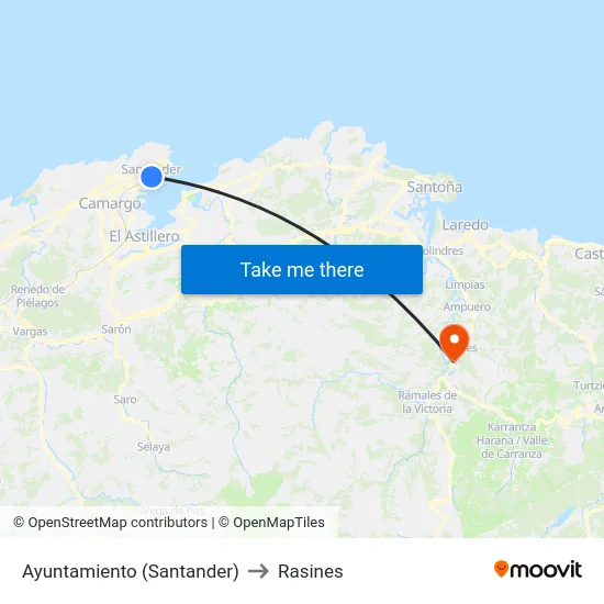 Ayuntamiento (Santander) to Rasines map