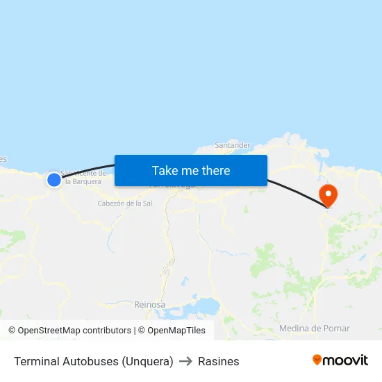 Terminal Autobuses (Unquera) to Rasines map