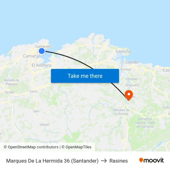 Marques De La Hermida 36 (Santander) to Rasines map