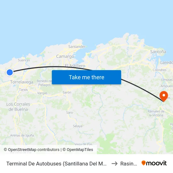 Terminal De Autobuses (Santillana Del Mar) to Rasines map