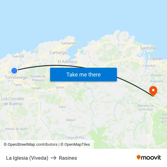 La Iglesia (Viveda) to Rasines map