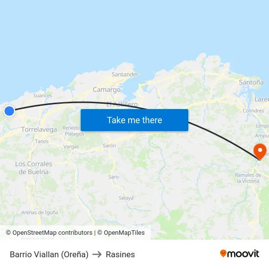 Barrio Viallan (Oreña) to Rasines map