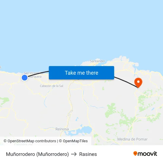 Muñorrodero (Muñorrodero) to Rasines map